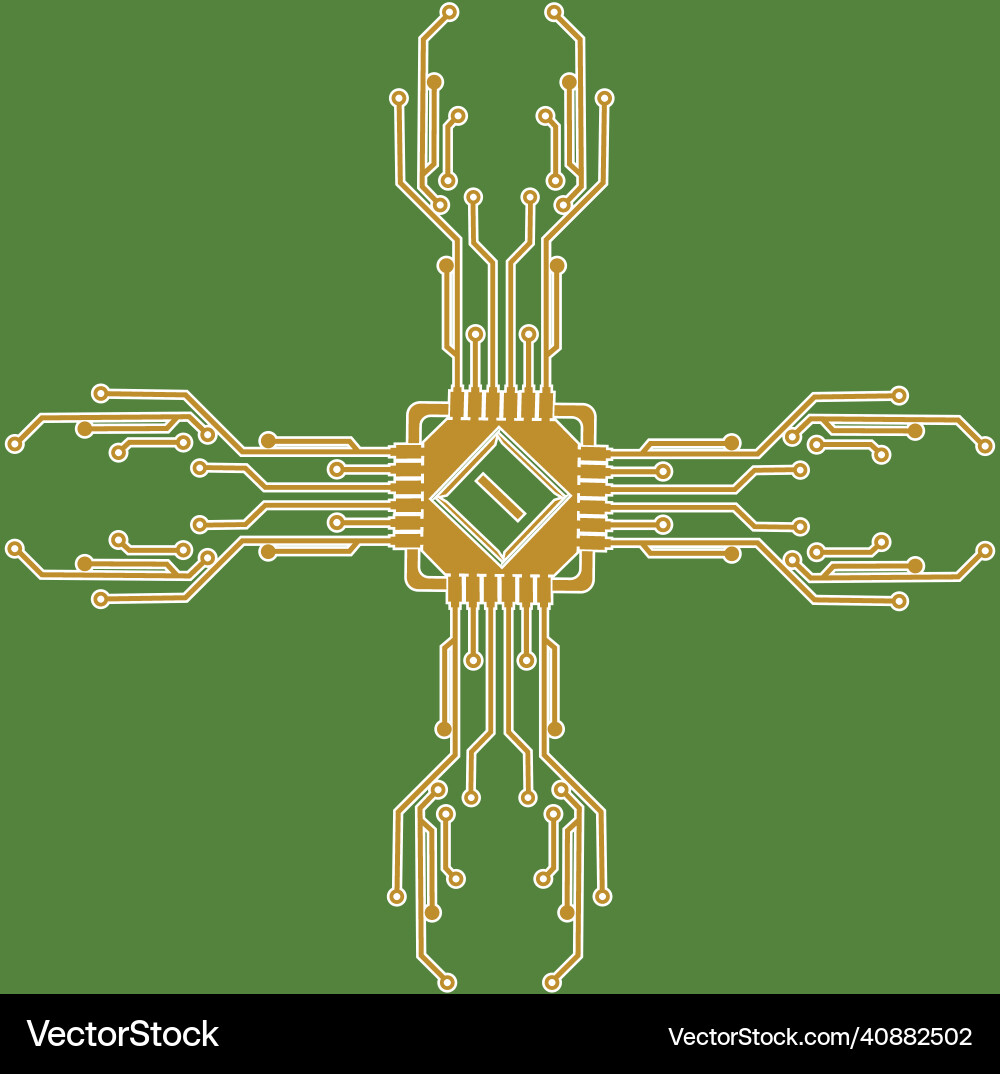 Flat microelectronics circuits circuit board vector image