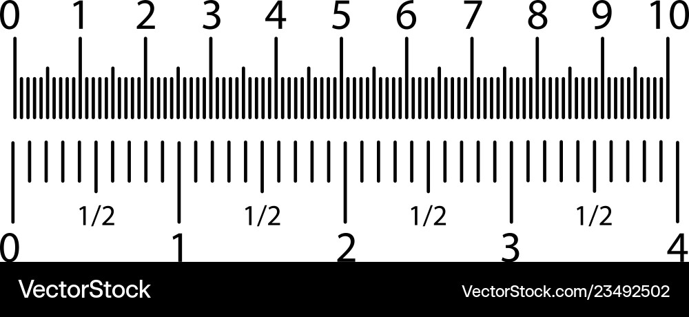 Inch and metric rulers set centimeters inches