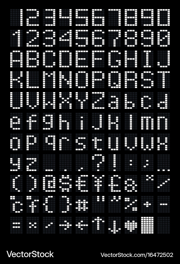 LED Alphabet and Numbers Display vector image