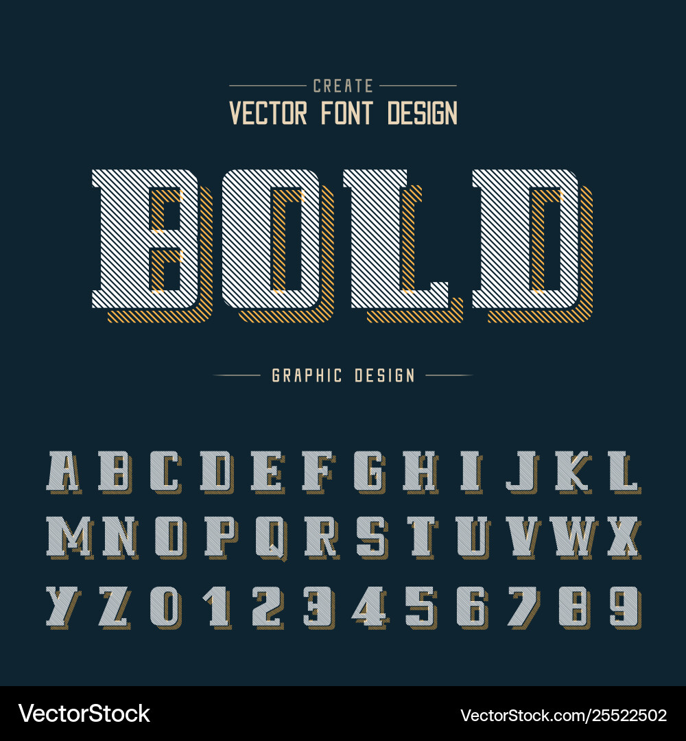 Line bold font and shadow alphabet script Line bold font and shadow alphabet script vector image
