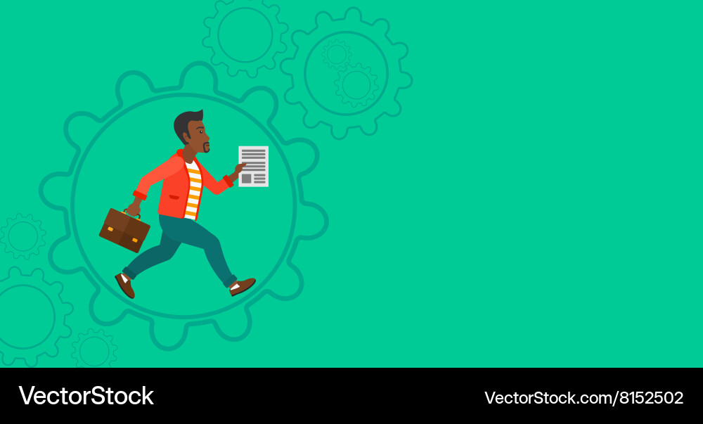 Man running inside the gear vector image