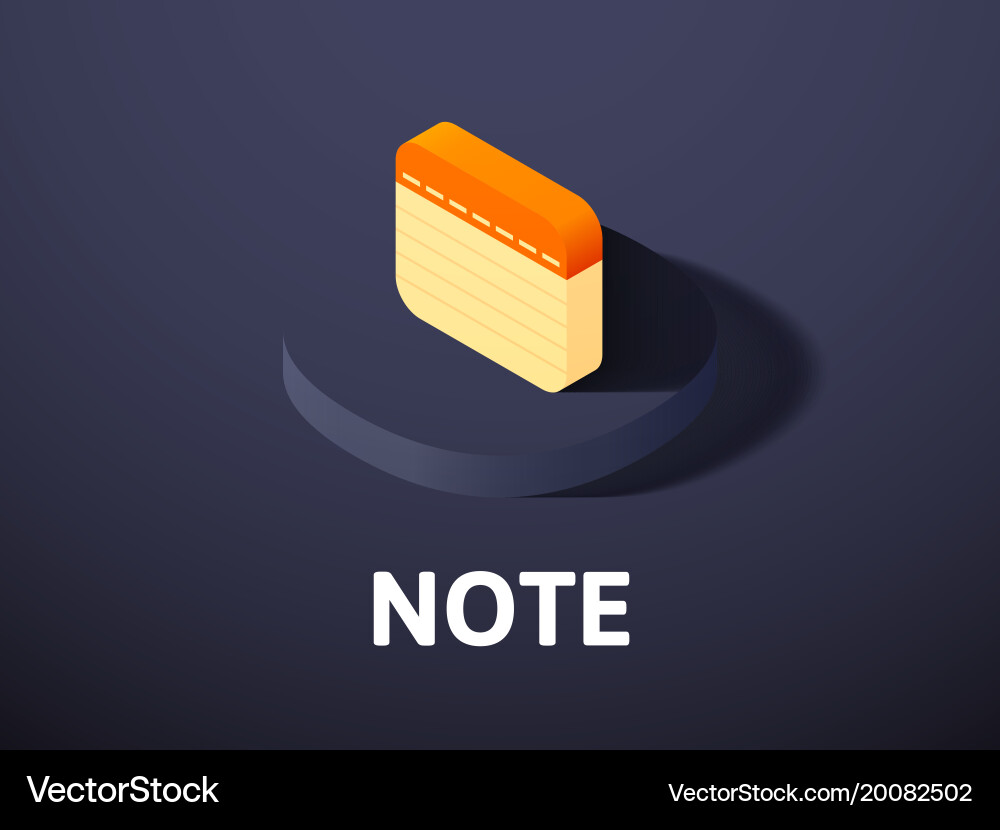 Note isometric icon isolated on color background vector image