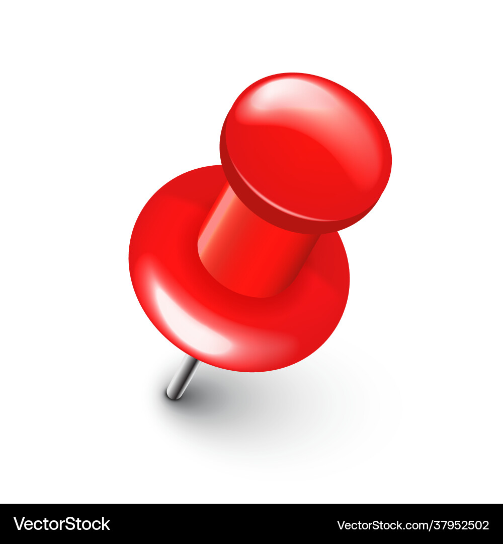 Realistic red push pin board tack isolated Realistic red push pin board tack isolated vector image