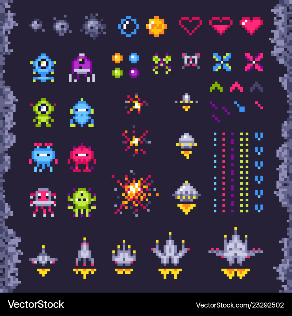 Retro Pixel Invaders Arcade Game vector image
