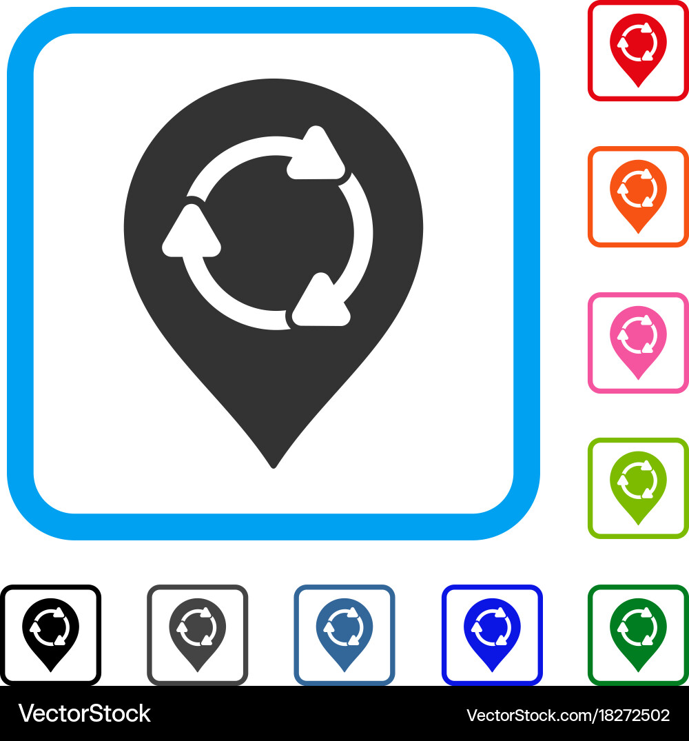 Rotation map marker framed icon Vector Image
