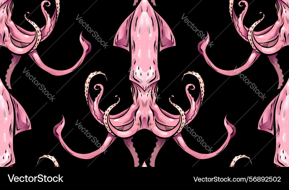 Seamless pattern with creepy squids Seamless pattern with creepy squids vector image