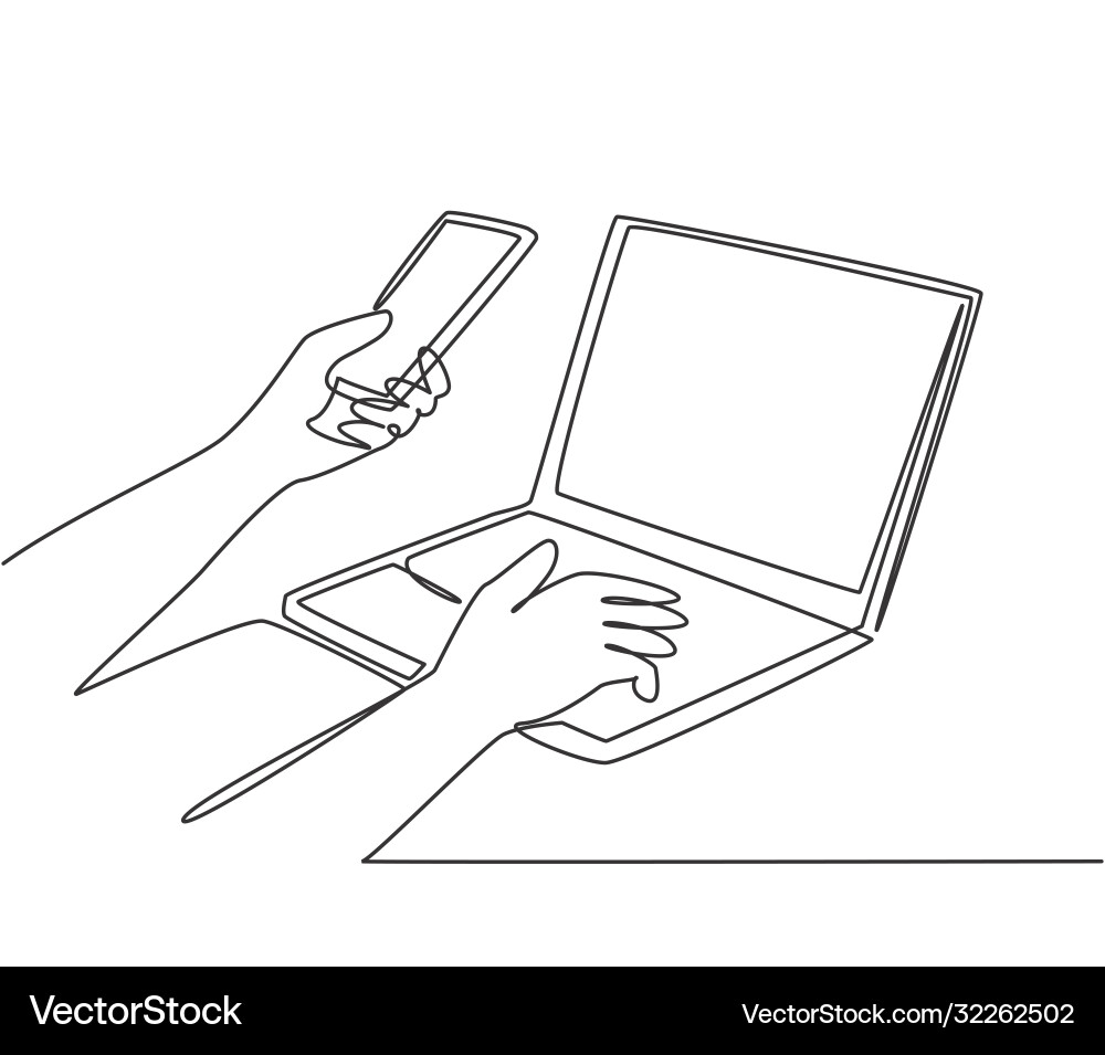 Secure Login - Continuous Line vector image