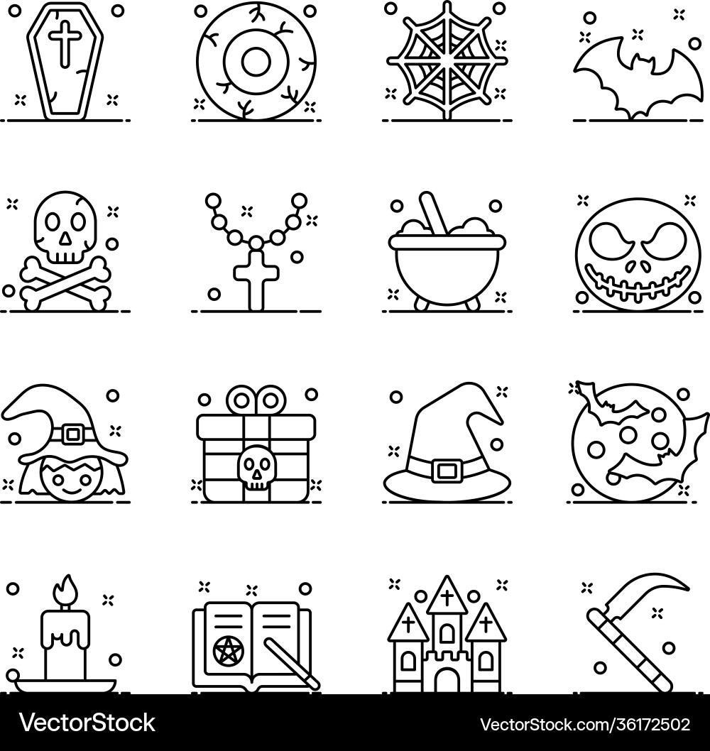 Set events and party icons in modern line style Vector Image