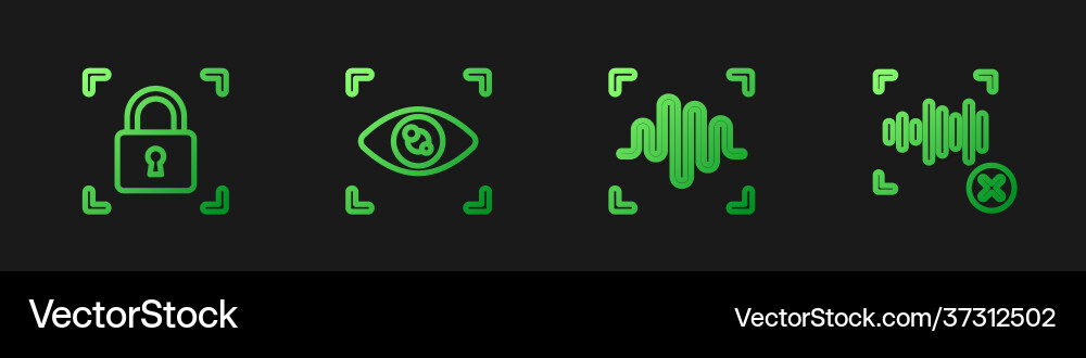 Set line voice recognition fingerprint with lock Set line voice recognition fingerprint with lock vector image