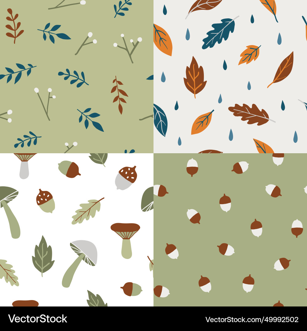 Set of 4 seamless patterns with botanical Set of 4 seamless patterns with botanical vector image