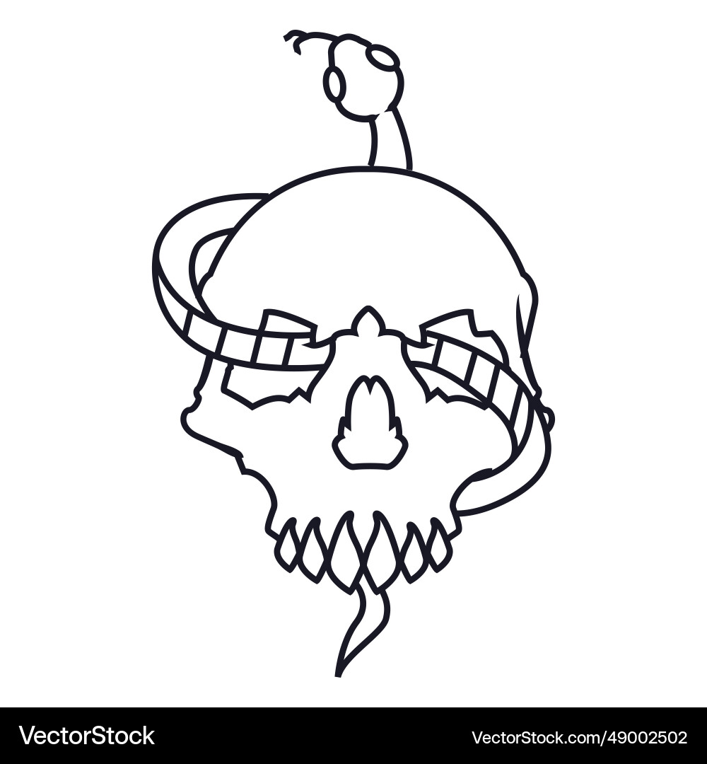 Skull with snake stroke vector image