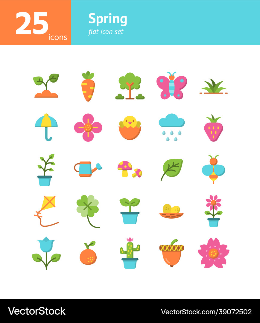 Spring flat icon set Spring flat icon set vector image