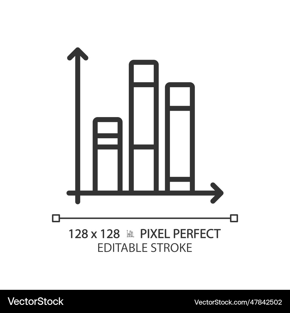 Vertical stacked column chart linear icon Vertical stacked column chart linear icon vector image