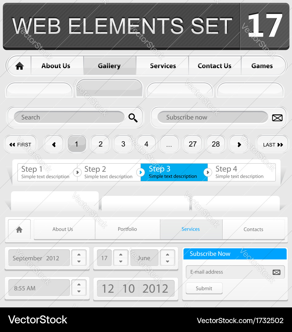 Web elements set 17 vector image