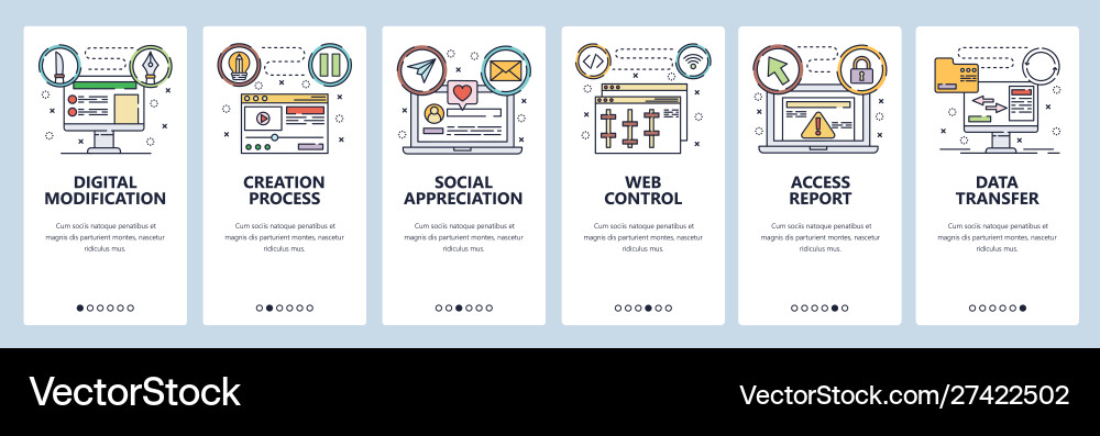 Website and mobile app onboarding screens Website and mobile app onboarding screens vector image