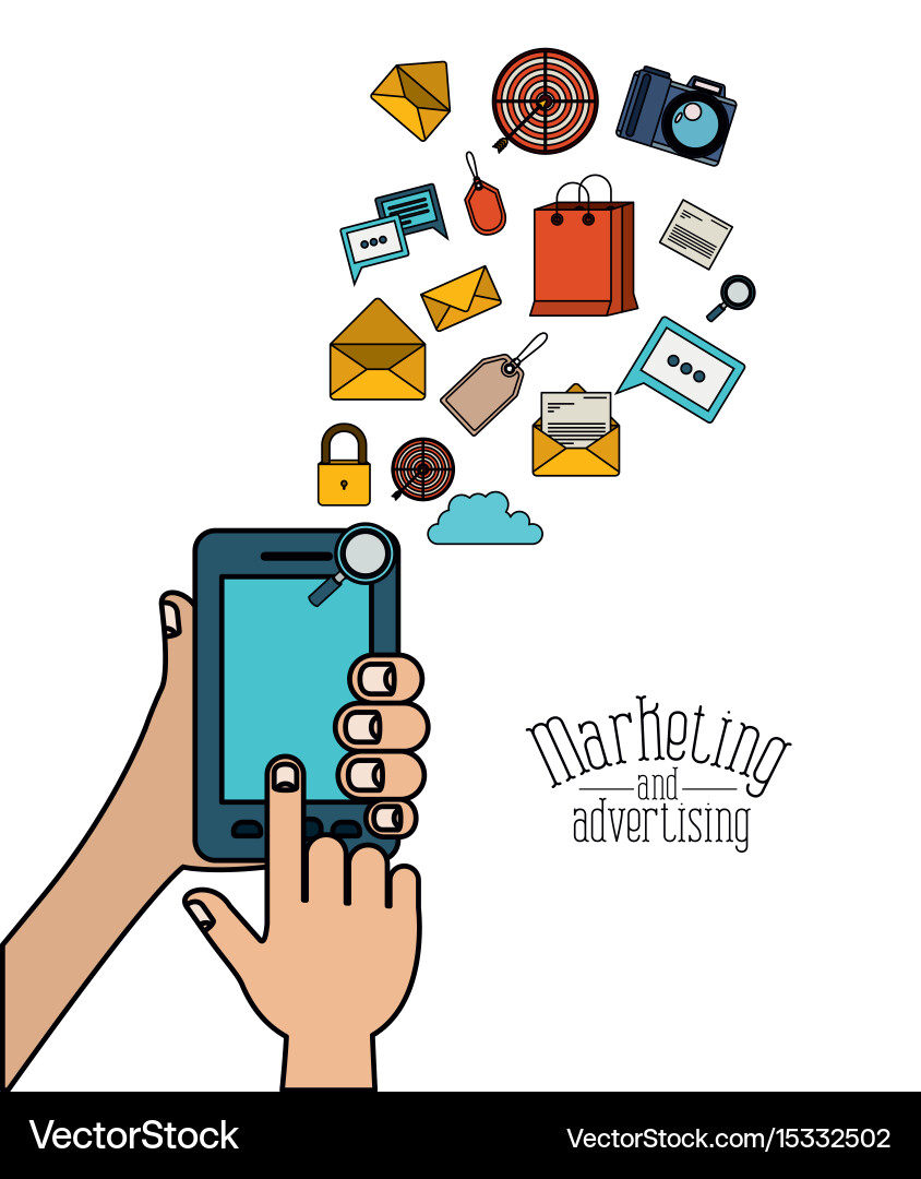 White background with people using a smartphone vector image