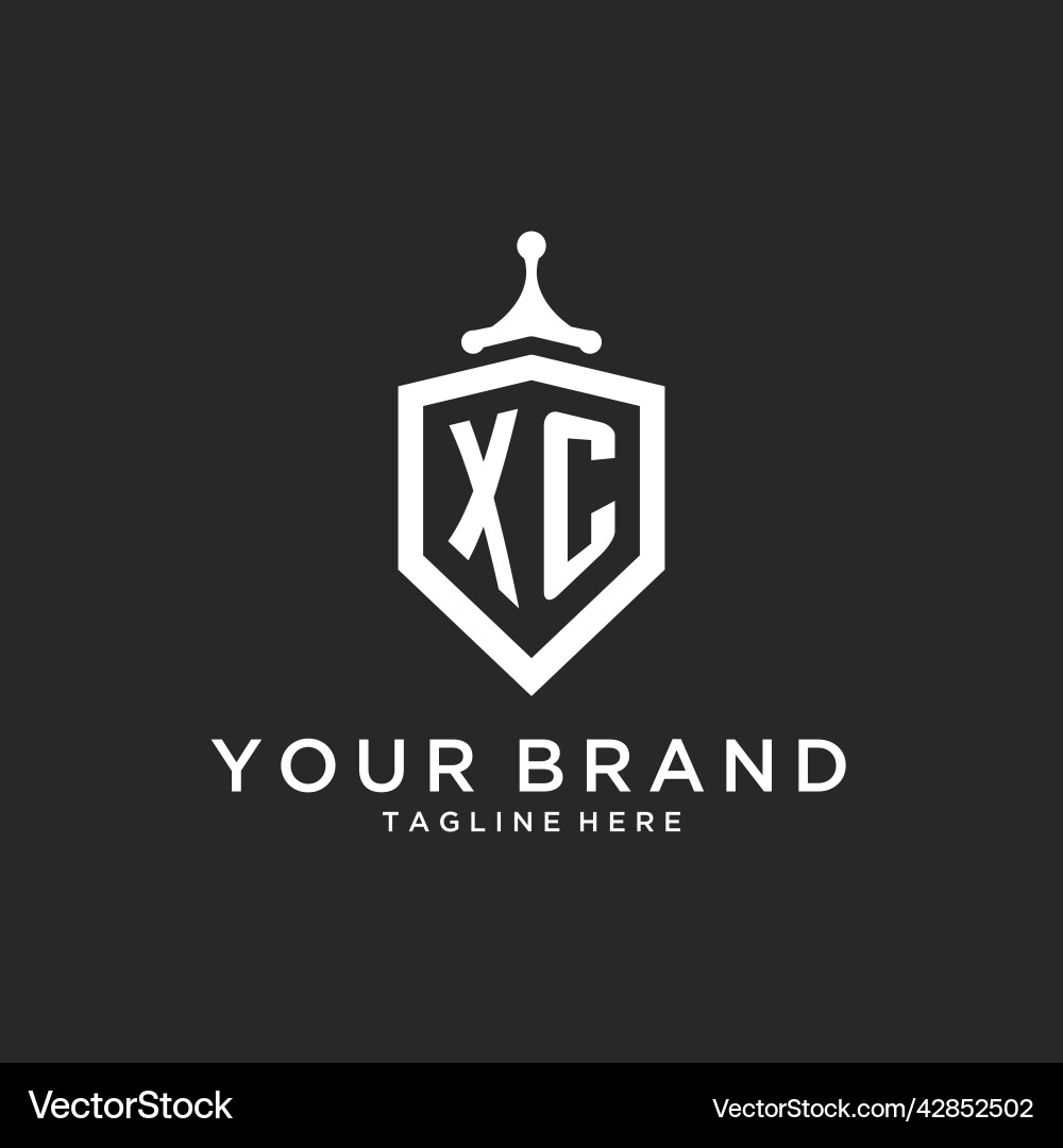 Xc monogram logo initial with shield guard shape Vector Image