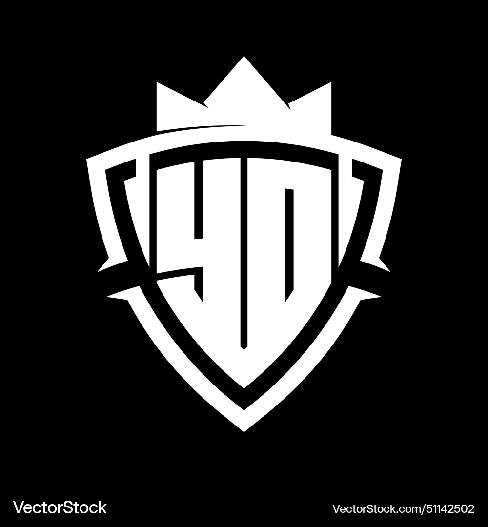 Yd letter monogram with triangle curve shield Yd letter monogram with triangle curve shield Vector Image
