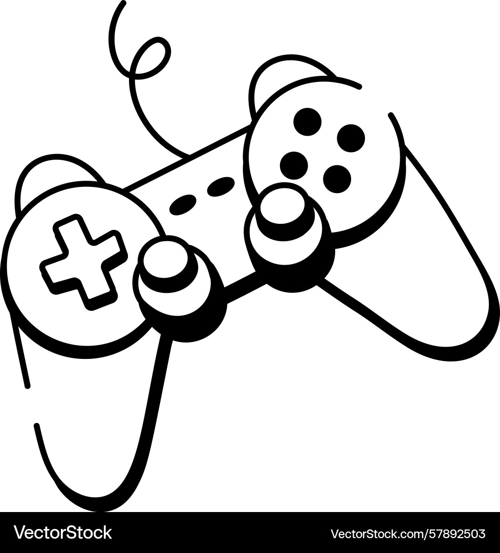 A doodle style icon showing game controller Vector Image