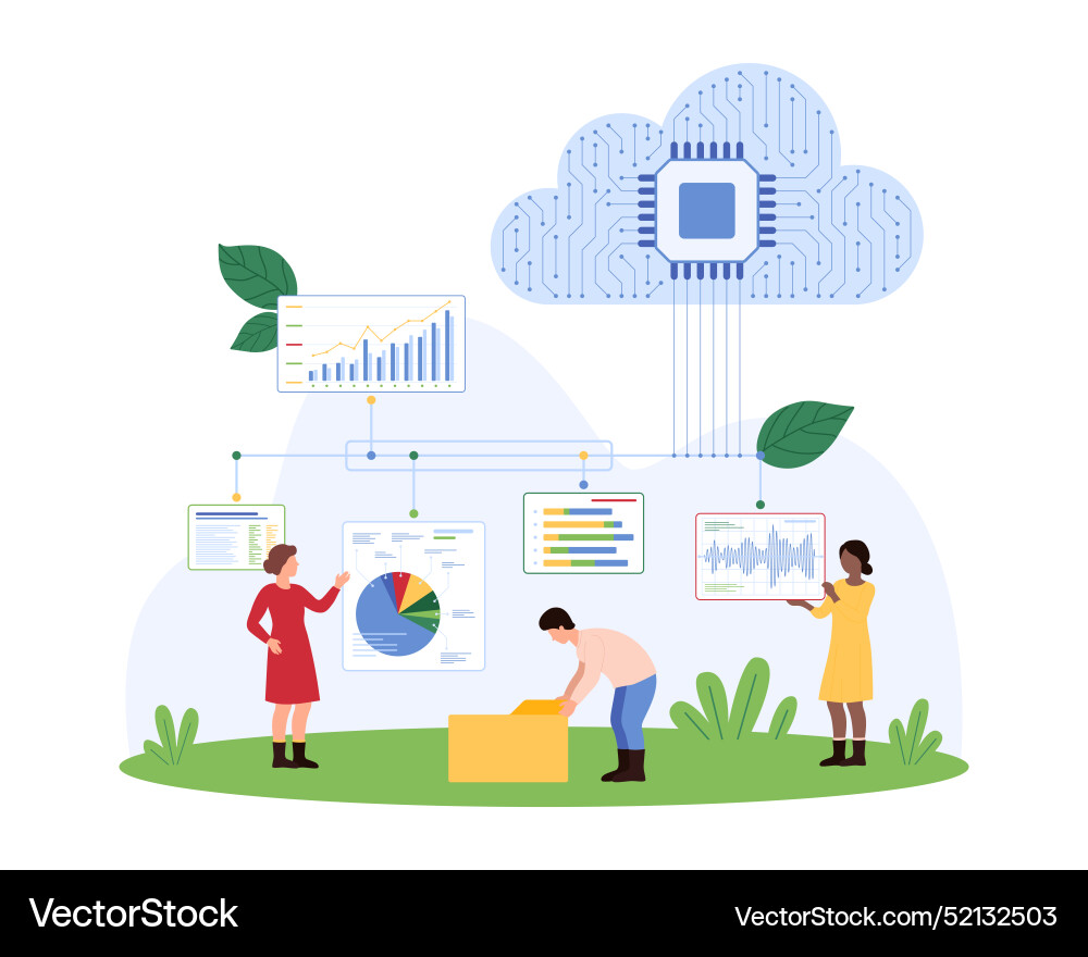 Big data analysis with cloud smart service tiny Big data analysis with cloud smart service tiny vector image