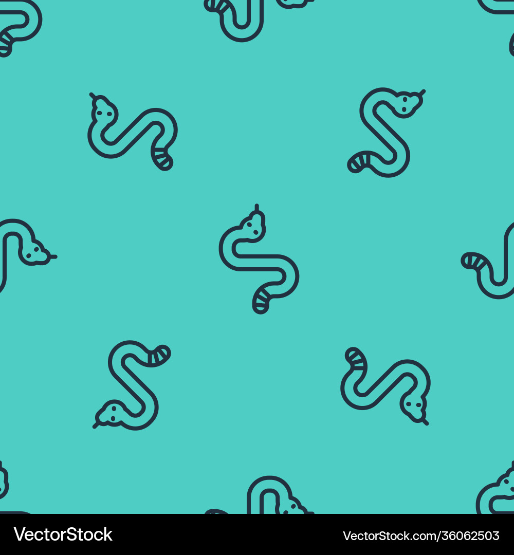 Black line snake icon isolated seamless pattern Vector Image