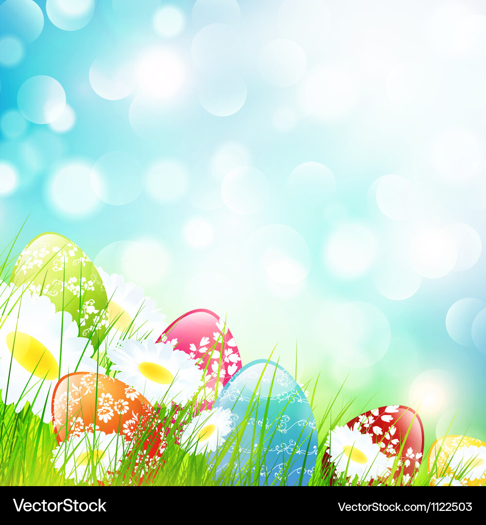 Charming Easter Meadow with Eggs vector image