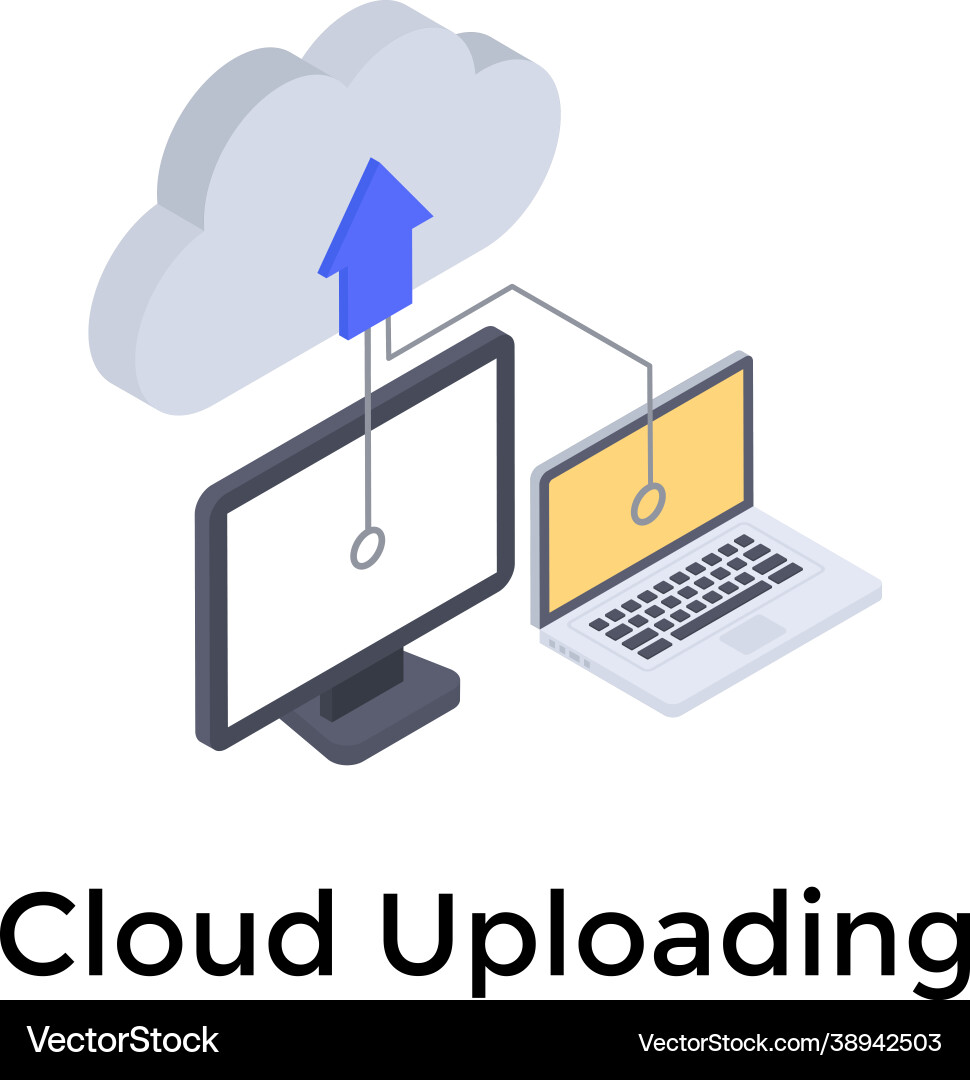 Cloud data uploading vector image