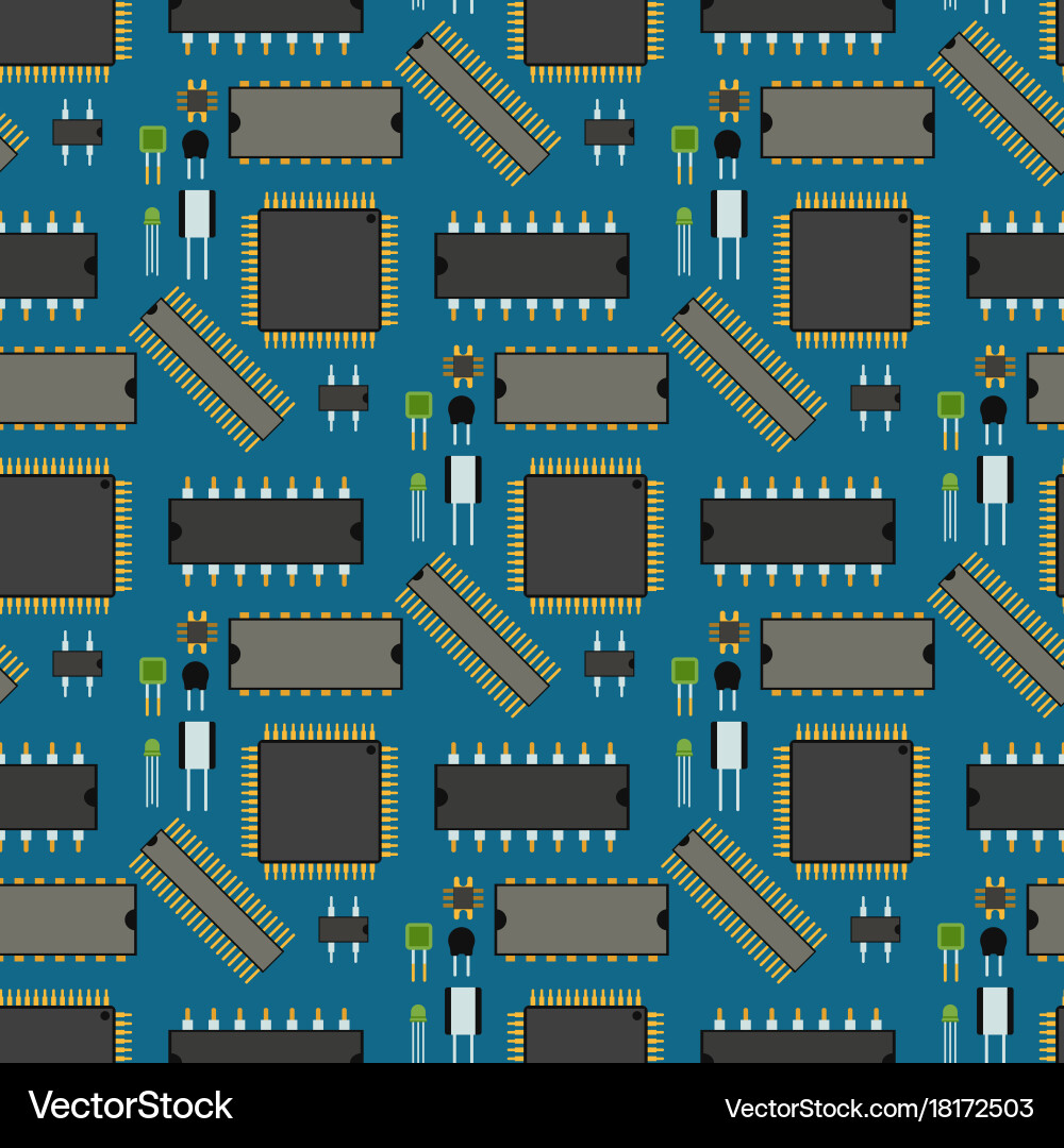 Computer chip technology processor circuit vector image