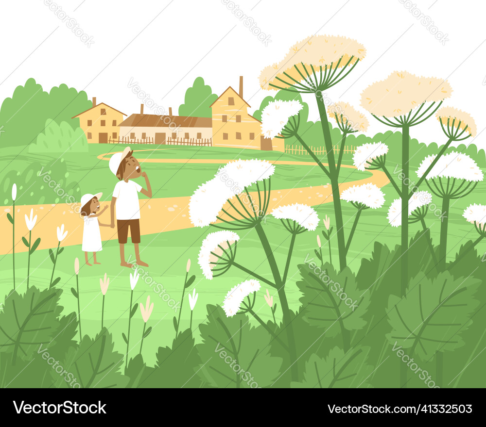Dangerous Cow Parsnip - Warning! vector image