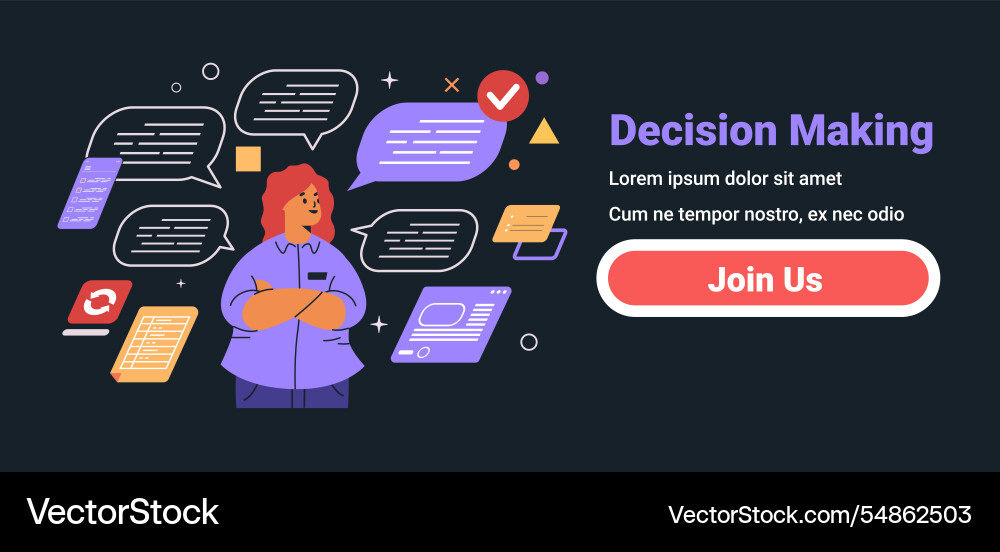Decision making concept businesswoman surrounded Decision making concept businesswoman surrounded vector image