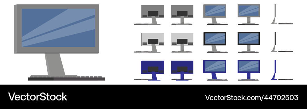 Desktop computer set with different color Vector Image