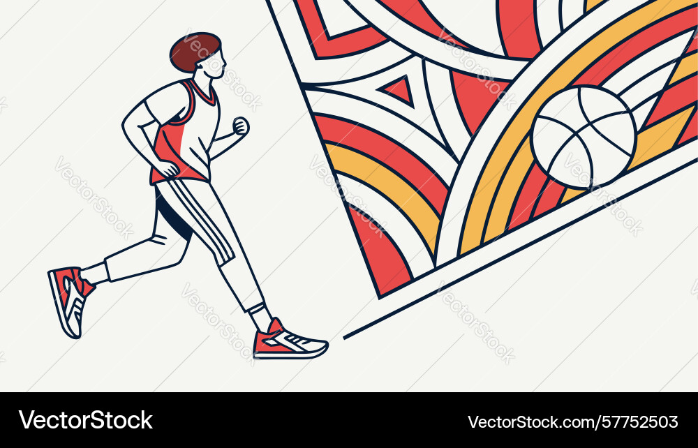Dynamic runner with abstract geometric pattern vector image