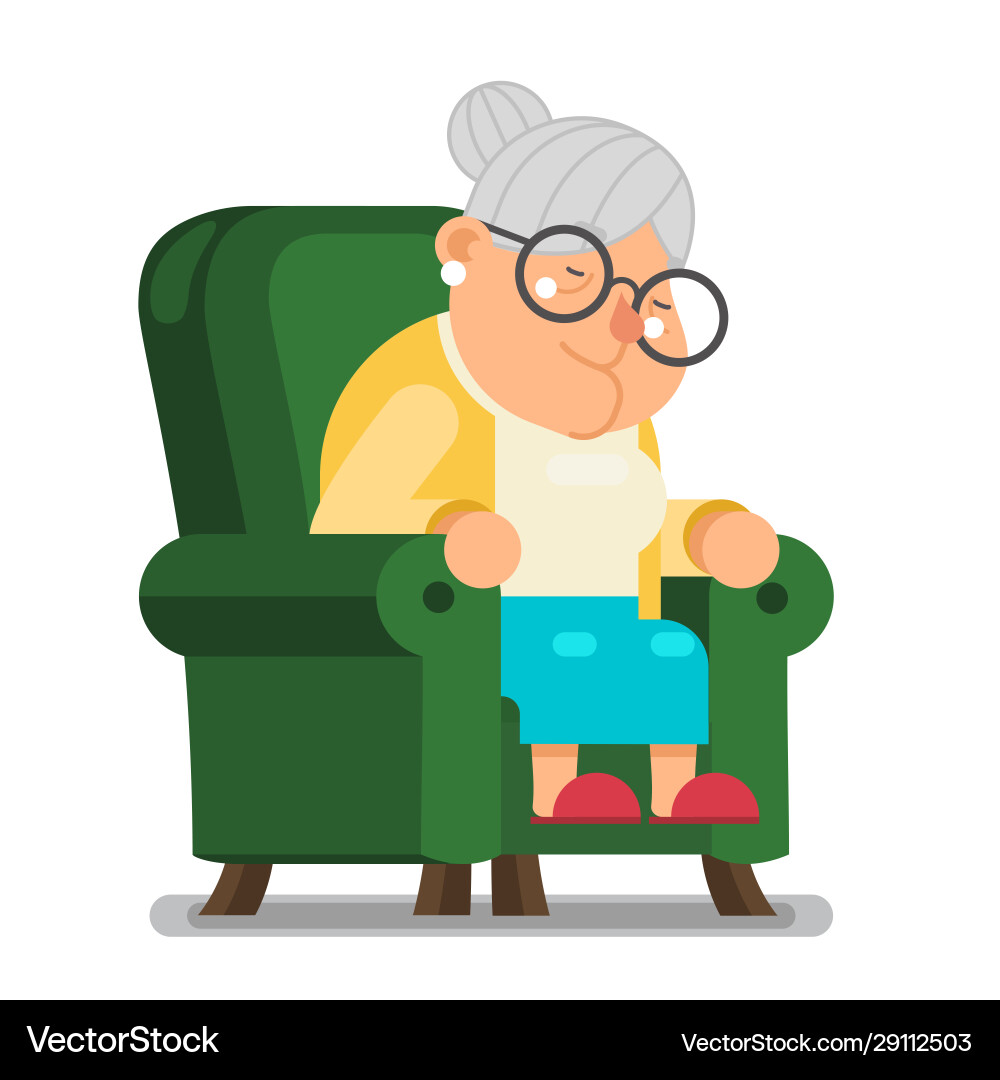 Müde schlafen Oma sitzen Nickerchen im Sessel Müde schlafen Oma sitzen Nickerchen im Sessel vektorbild