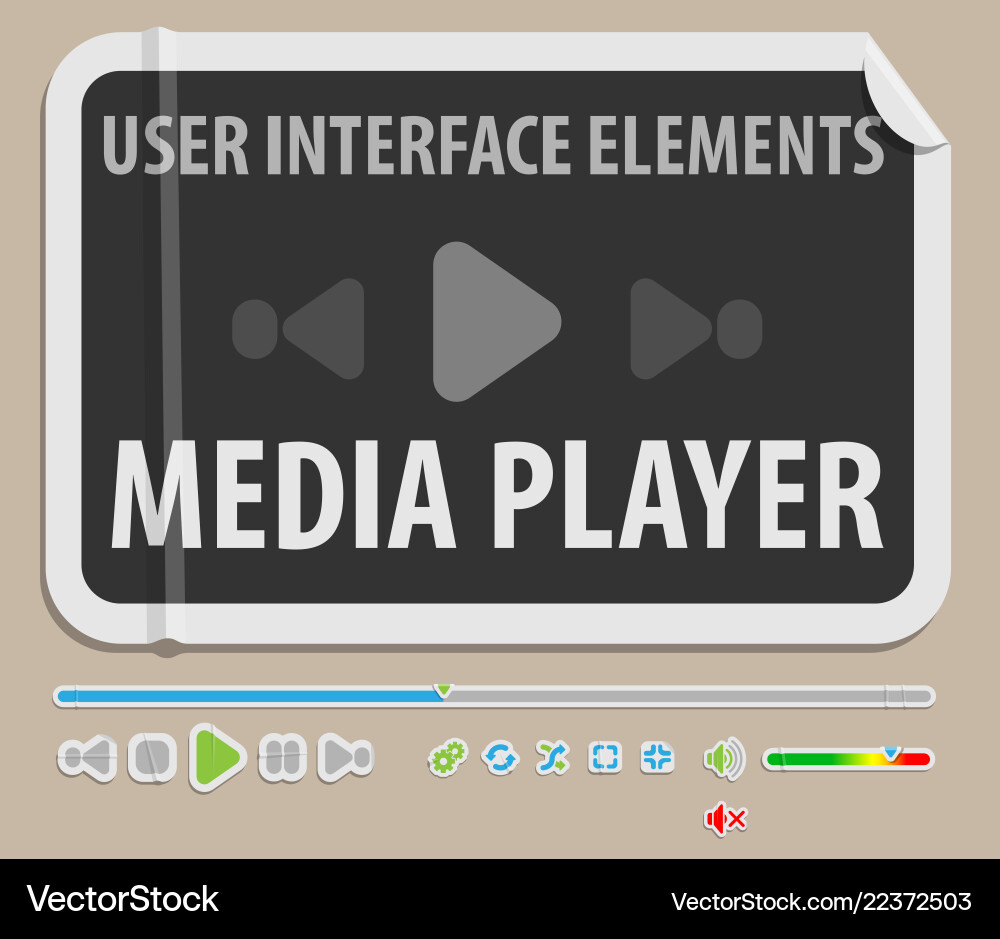 Media player ui element vector image