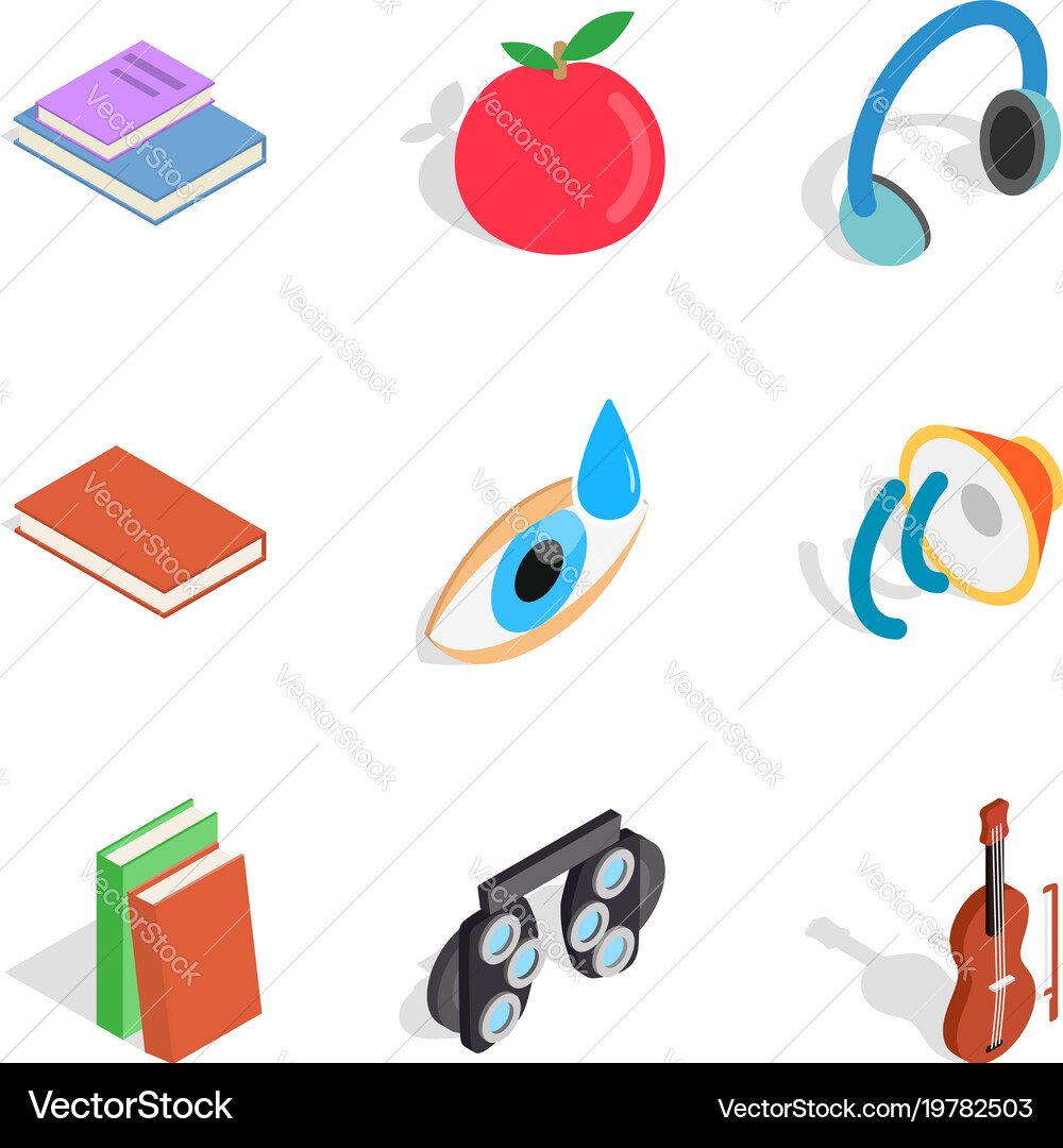 Nerd icons set isometric style Vector Image