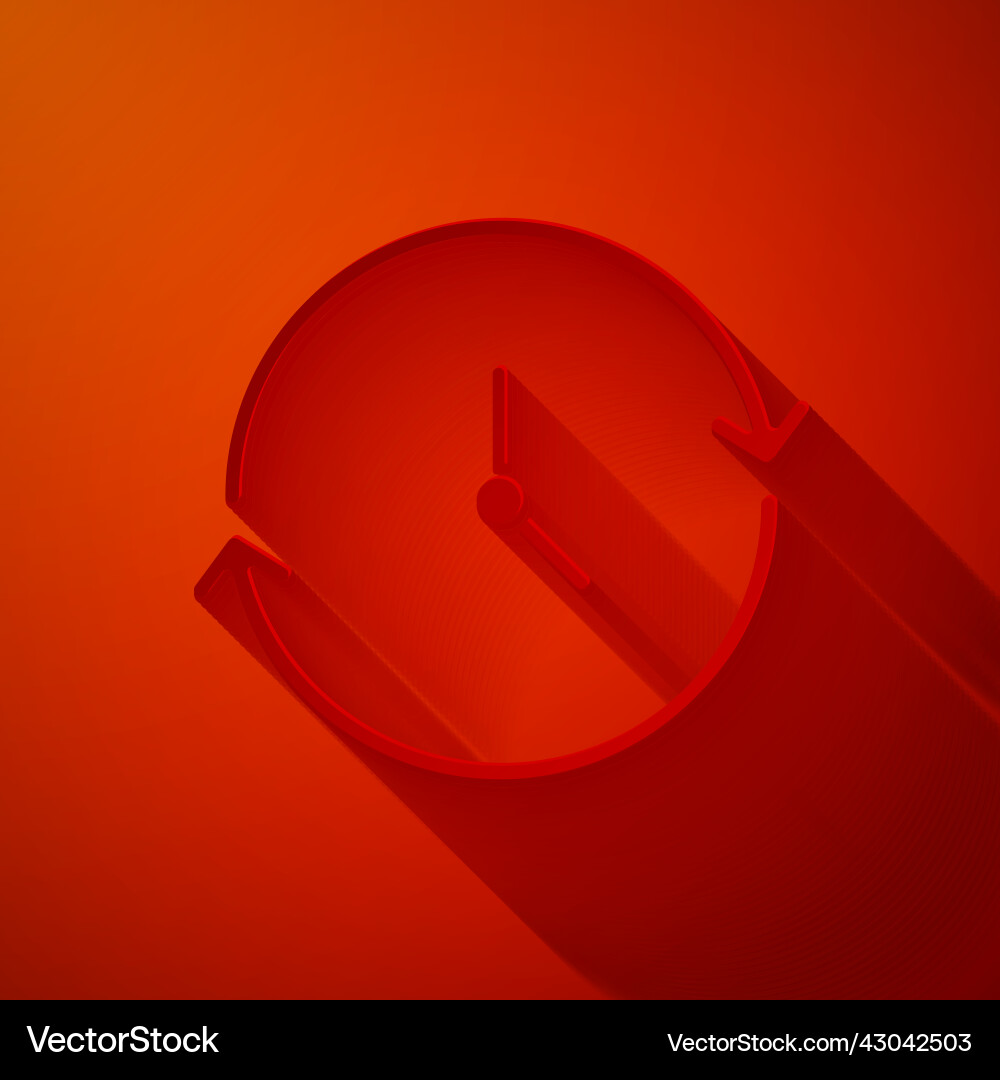 Paper cut clock icon isolated on red background Paper cut clock icon isolated on red background vector image