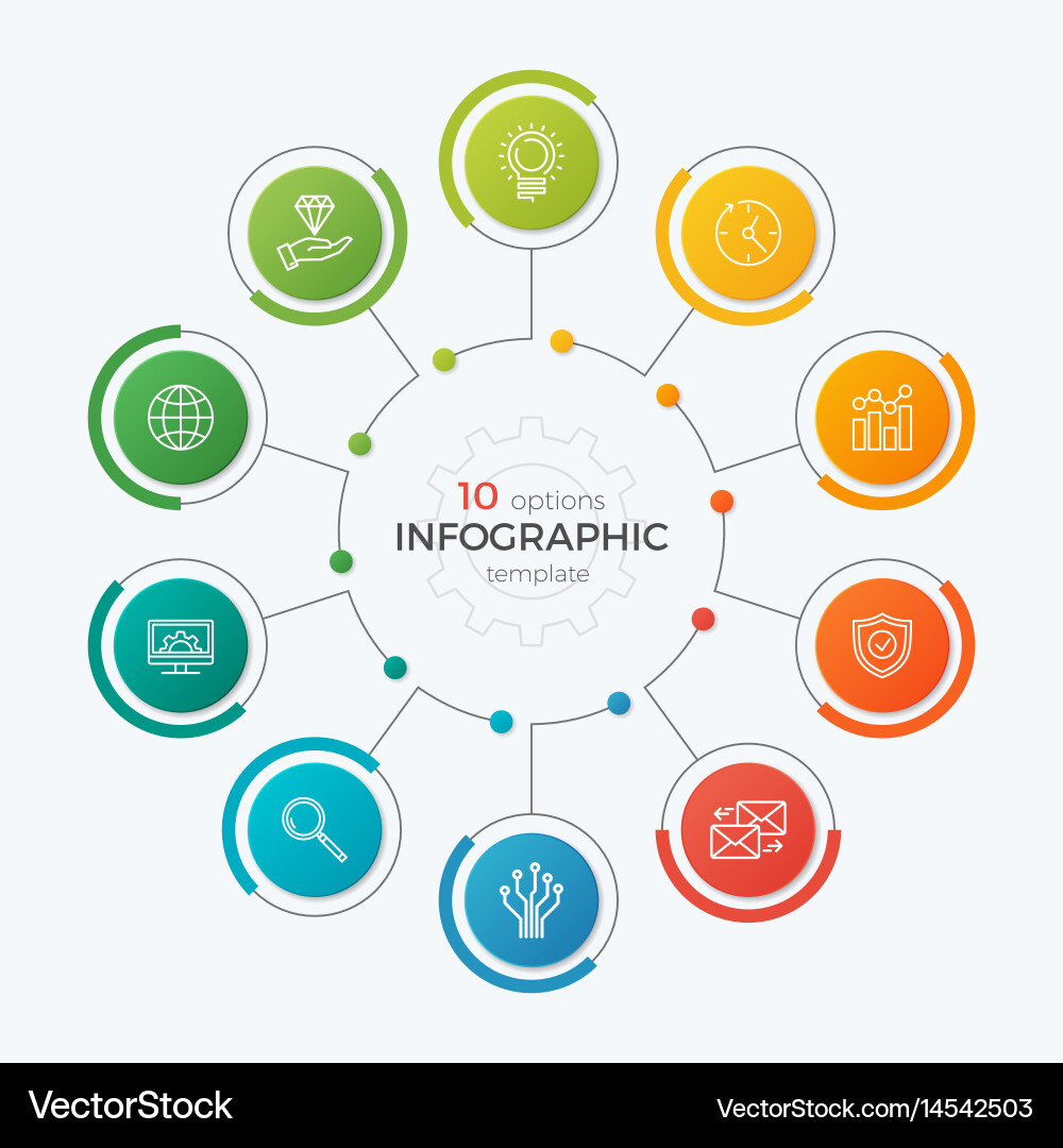Presentation Chart Template - 10 Icons vector image