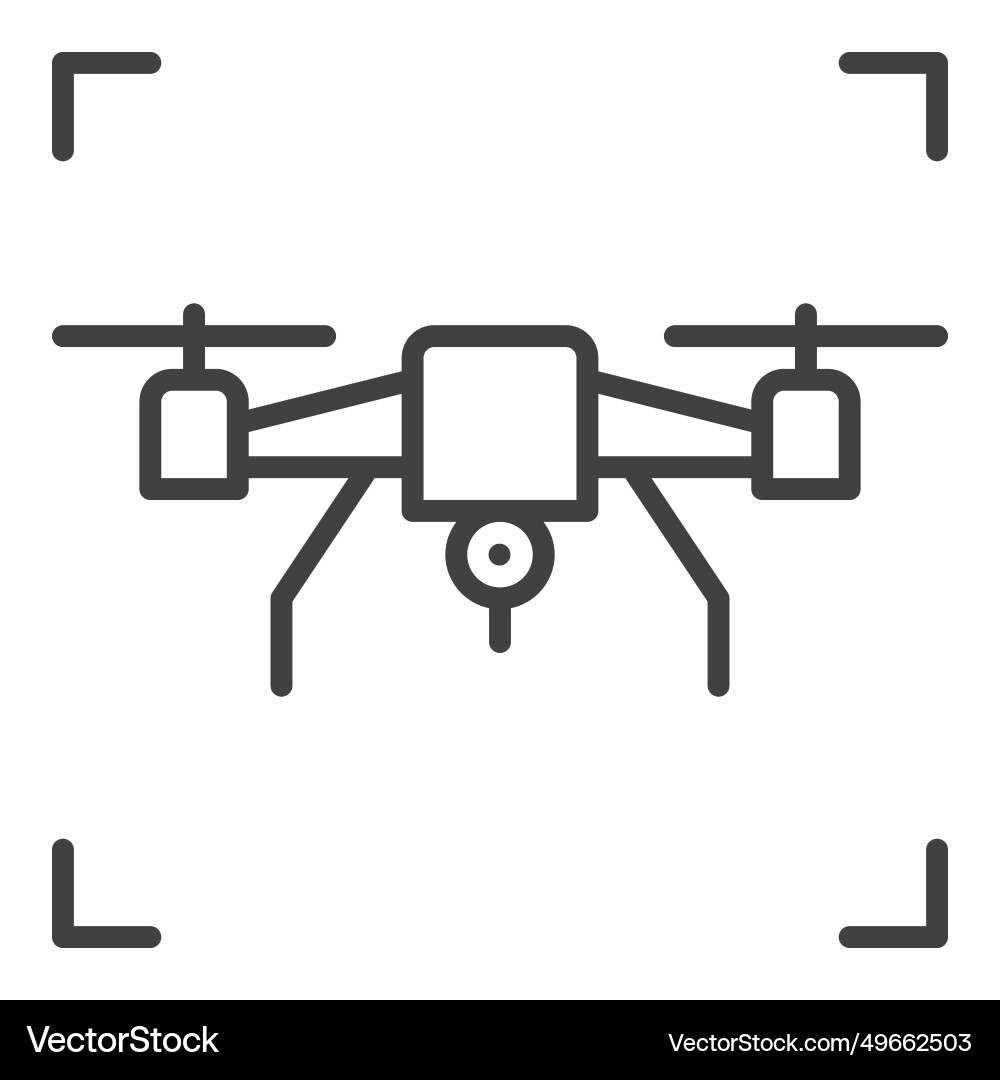 Quadcopter or drone concept line icon - front view Quadcopter or drone concept line icon - front view vector image