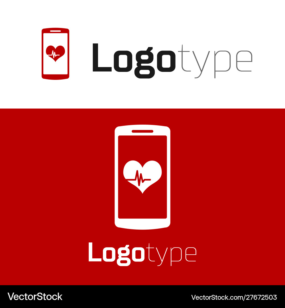 Red smartphone with heart rate monitor function Red smartphone with heart rate monitor function Vector Image