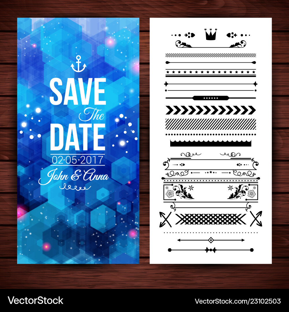 Save the date note card with borders Save the date note card with borders vector image