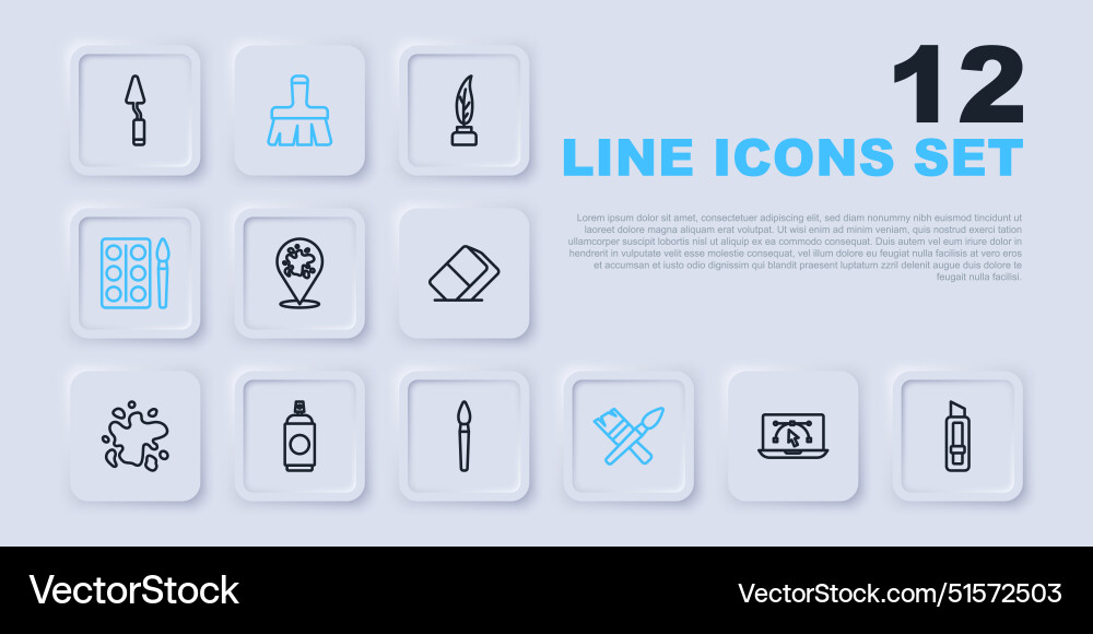 Set line computer with design program stationery Set line computer with design program stationery vector image
