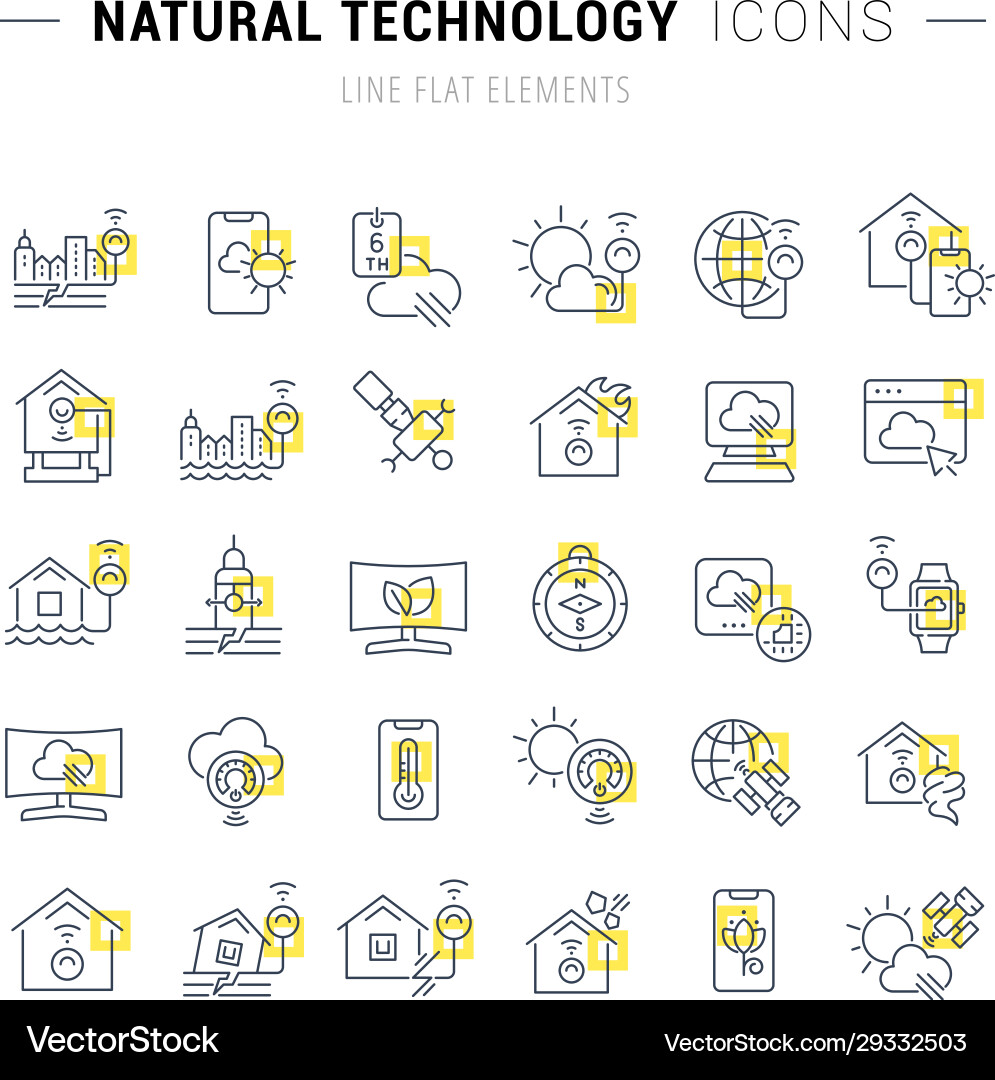 Set line icons natural technology Set line icons natural technology vector image