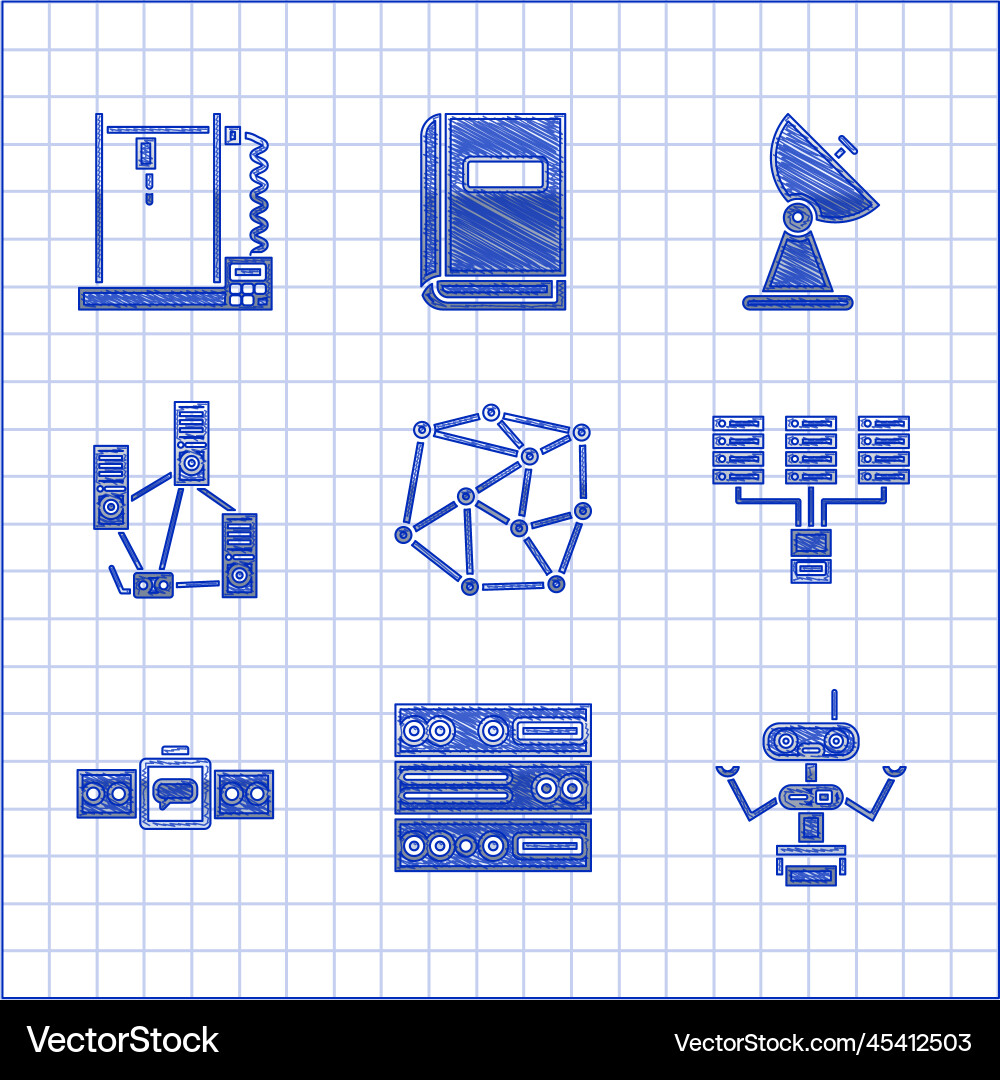 Set neural network server data web hosting Set neural network server data web hosting vector image