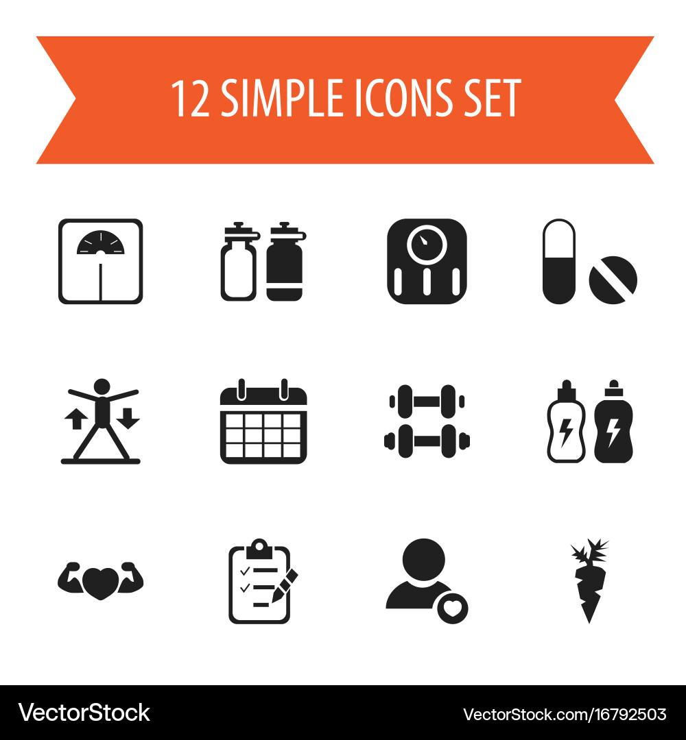 Set of 12 editable exercise icons includes Vector Image