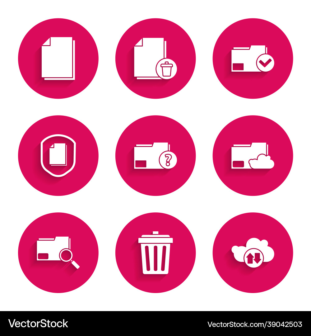 Set unknown document folder trash can cloud Set unknown document folder trash can cloud vector image