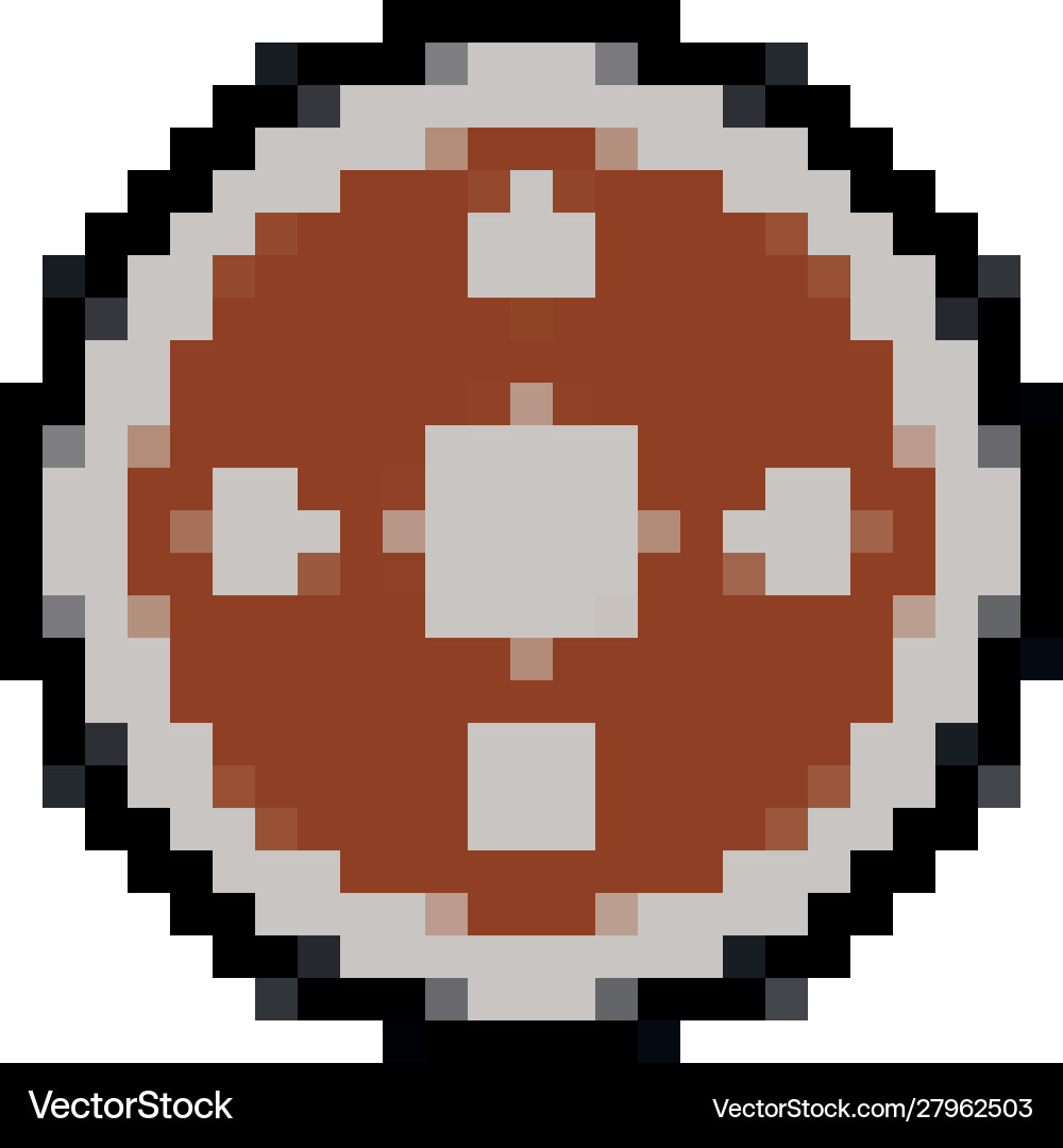 Shield guard 8 bits pixelated style icon vector image