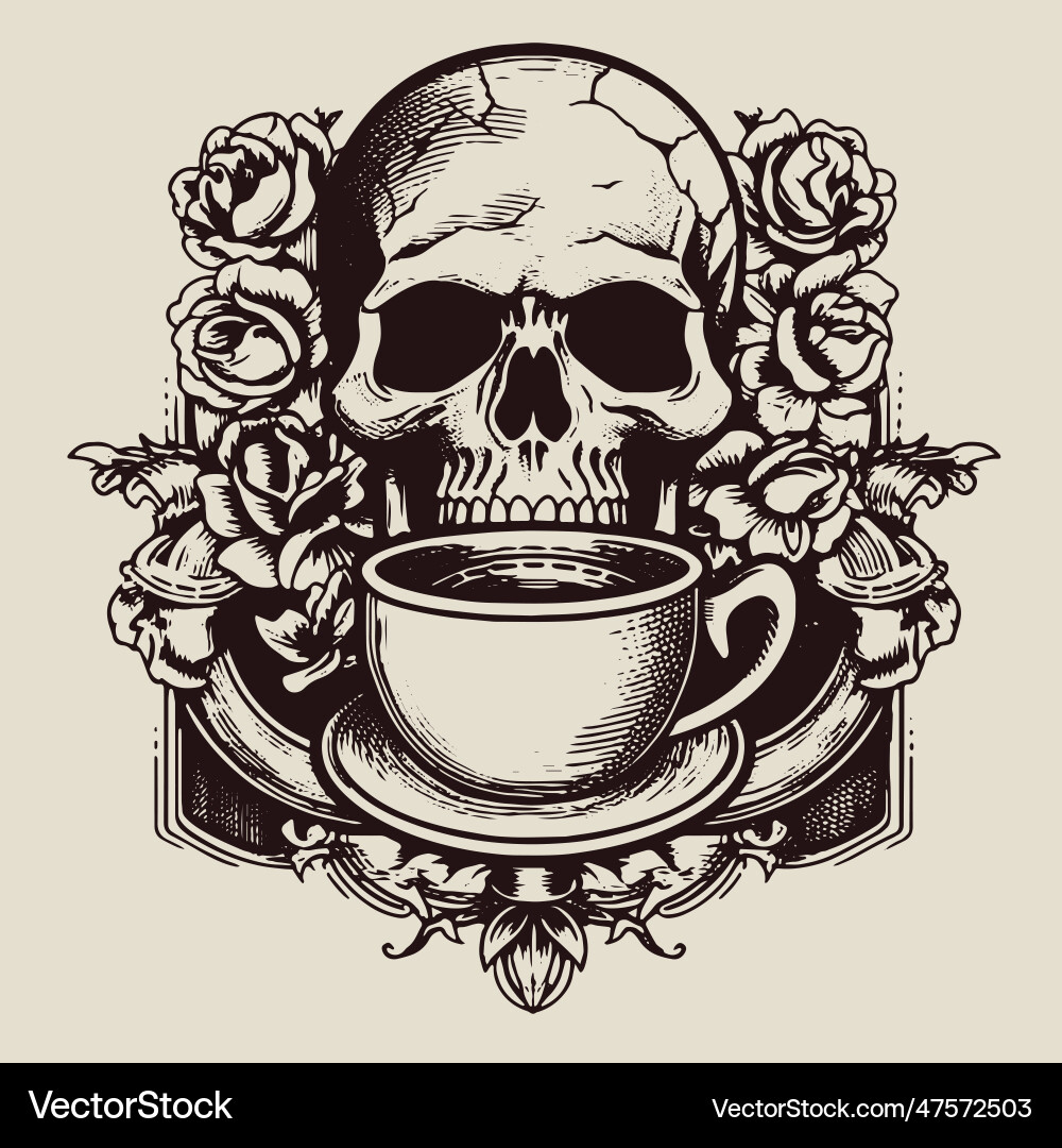 Skull with Coffee Banner Vector Image