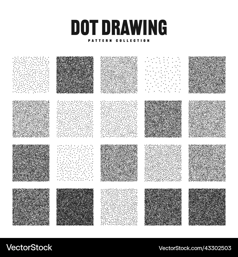 Square shaped dotted objects stipple elements Square shaped dotted objects stipple elements vector image