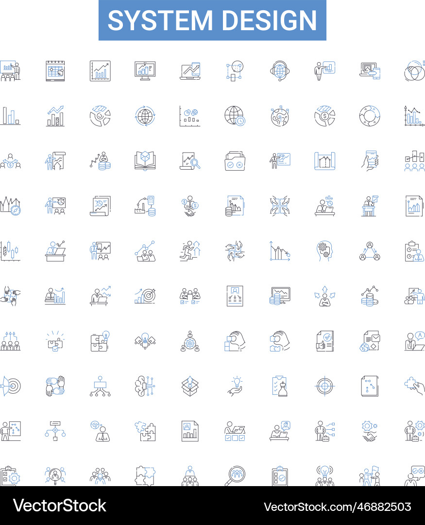 System design outline icons collection System design outline icons collection vector image