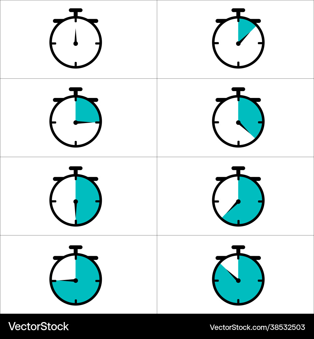Timer clock stopwatch icon set Timer clock stopwatch icon set vector image